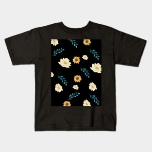 Unique Yellow Floral Pattern Kids T-Shirt